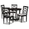 Baxton Studio Leda Grey Upholstered and Dark Brown Finished Wood 5-Piece Dining Set 169-9406-10898 - alternate 5